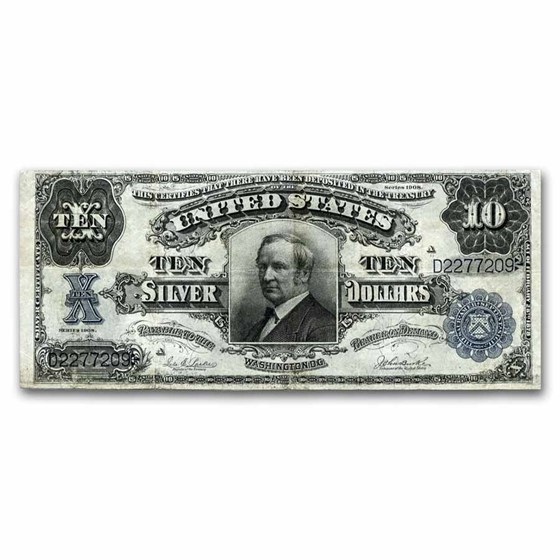 1908 $10 Silver Certificate Hendricks Tombstone VF (Fr#304) 1908 $10 Silver Certificate Hendricks Tombstone VF (Fr#304)