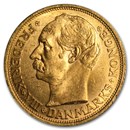 1908-1912 Denmark Gold 20 Kroner Frederik VIII AU