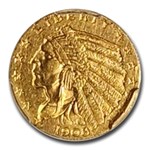 1908 $2.50 Indian Gold Quarter Eagle AU-58 PCGS