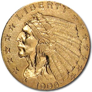 1908 $2.50 Indian Gold Quarter Eagle AU 1908 $2.50 Indian Gold Quarter Eagle AU
