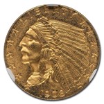 1908 $2.50 Indian Gold Quarter Eagle MS-62 NGC