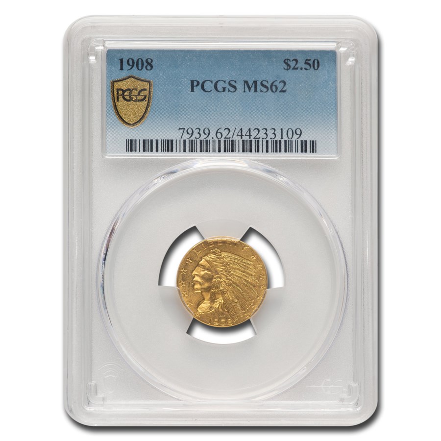 1908 $2.50 Indian Gold Quarter Eagle MS-62 PCGS