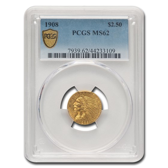 1908 $2.50 Indian Gold Quarter Eagle MS-62 PCGS 1908 $2.50 Indian Gold Quarter Eagle MS-62 PCGS