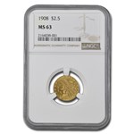 1908 $2.50 Indian Gold Quarter Eagle MS-63 NGC