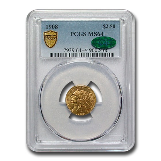 1908 $2.50 Indian Gold Quarter Eagle MS-64+ PCGS CAC