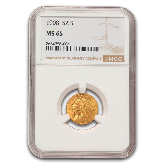 1908 $2.50 Indian Gold Quarter Eagle MS-65 NGC