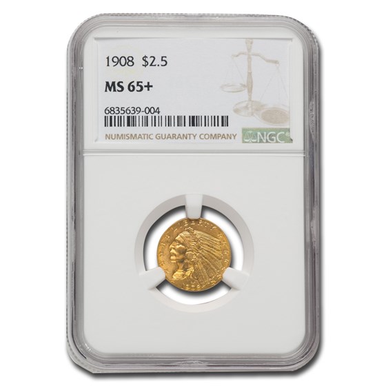 1908 $2.50 Indian Gold Quarter Eagle MS-65+ NGC 1908 $2.50 Indian Gold Quarter Eagle MS-65+ NGC