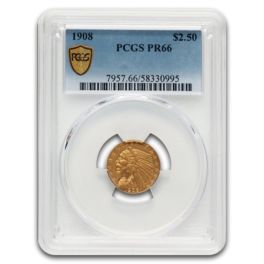 1908 $2.50 Indian Gold Quarter Eagle PR-66 PCGS