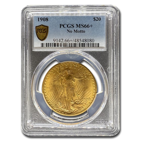 1908 $20 Saint-Gaudens Gold Double Eagle No Motto MS-66+ PCGS 1908 $20 Saint-Gaudens Gold Double Eagle No Motto MS-66+ PCGS