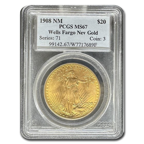 1908 $20 Saint-Gaudens Gold Double Eagle No Motto MS-67 PCGS 1908 $20 Saint-Gaudens Gold Double Eagle No Motto MS-67 PCGS