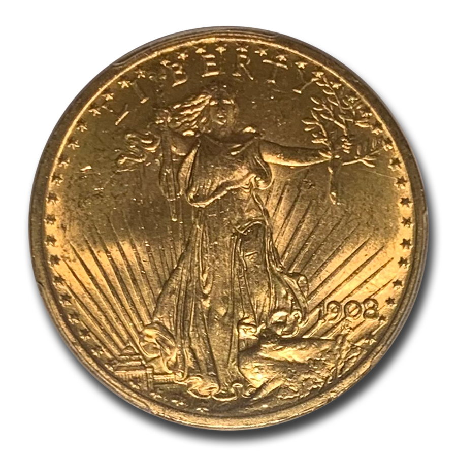 アンティークコイン 金貨 1908 $20 Gold Saint Gaudens PCGS MS67 No