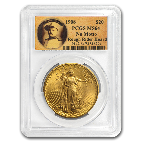 1908 $20 Saint-Gaudens Gold No Motto MS-64 PCGS (Rough Rider) 1908 $20 Saint-Gaudens Gold No Motto MS-64 PCGS (Rough Rider)