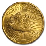 1908 $20 St Gaudens Dbl Eagle No Motto BU PCGS (Prospector Label)