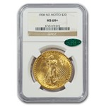 1908 $20 St Gaudens Gold Dbl Eagle MS-64+ NGC CAC (No Motto)