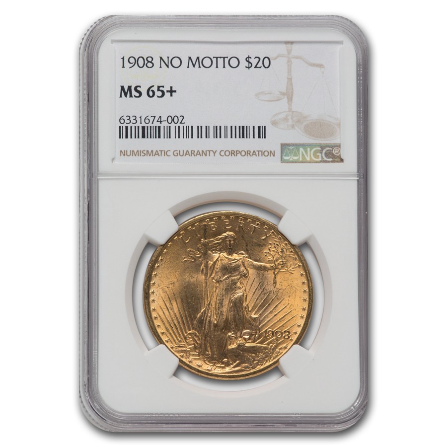 Buy 1908 $20 St Gaudens Gold Double Eagle MS-65+ NGC (No Motto) | APMEX