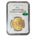 1908 $20 St-Gaudens Gold Double Eagle MS-66+ NGC CAC (No Motto)