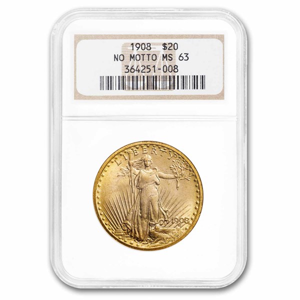 Buy 1908 St Gaudens Gold Double Eagle No Motto MS-63 NGC | APMEX