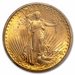 1908 $20 St Gaudens Gold Double Eagle No Motto MS-63 PCGS