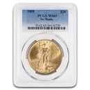 1908 $20 St Gaudens Gold Double Eagle No Motto MS-65 PCGS