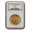 1908 $20 St Gaudens Gold Double Eagle No Motto MS-67 NGC