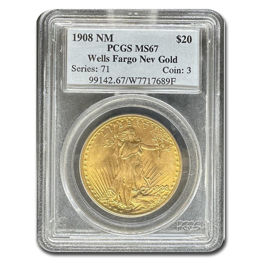 Buy 1908 $20 St Gaudens Gold Double Eagle No Motto MS-67 PCGS | APMEX