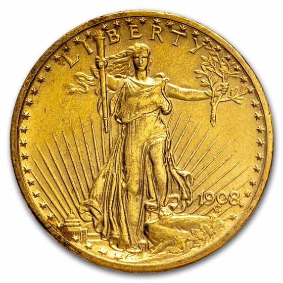 1908 $20 St Gaudens Gold Double Eagle No Motto XF 1908 $20 St Gaudens Gold Double Eagle No Motto XF
