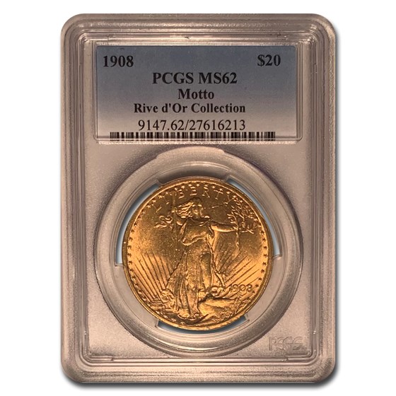 1908 $20 St Gaudens Gold Double Eagle w/Motto MS-62 PCGS