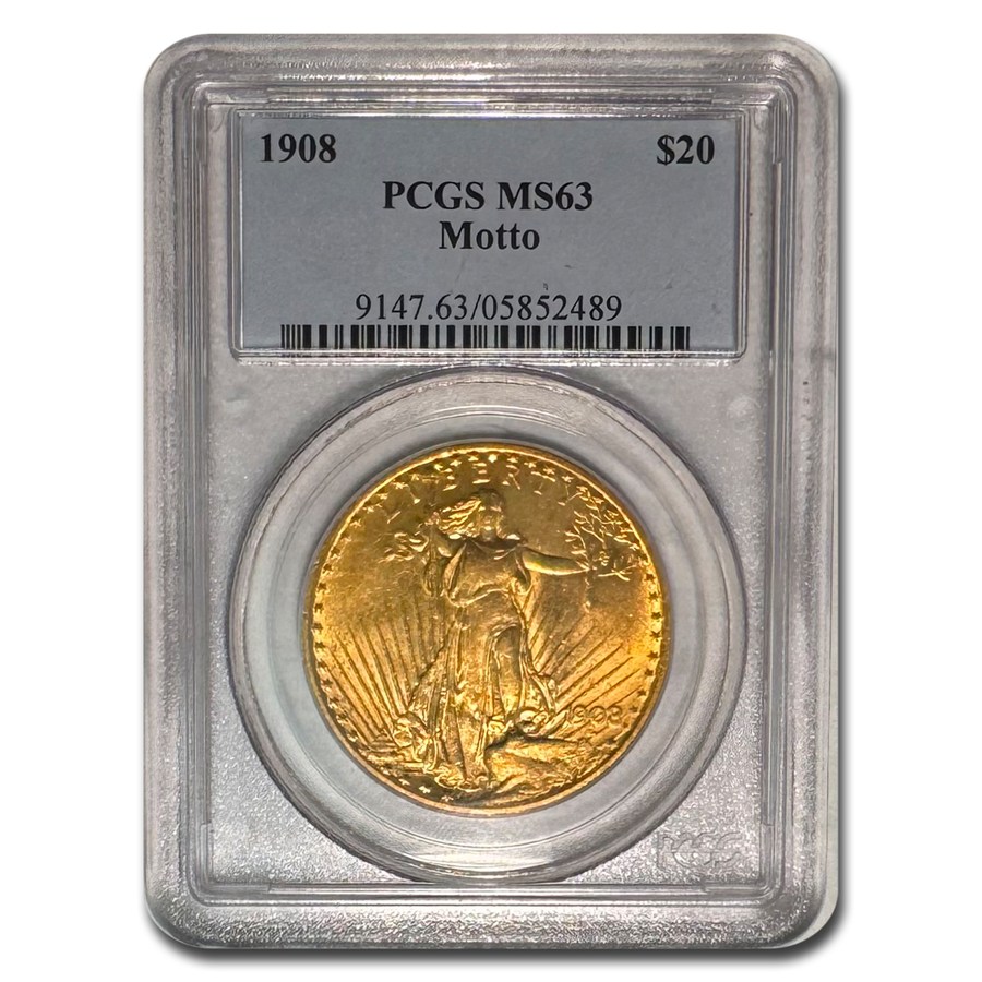 Buy 1908 $20 St Gaudens Gold Double Eagle w/Motto MS-63 PCGS | APMEX