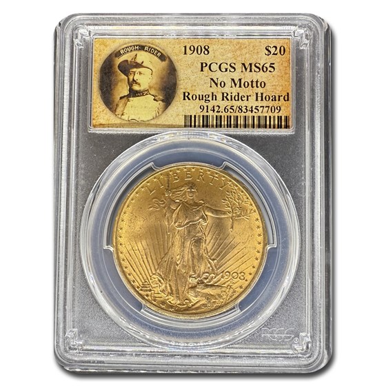 1908 $20 St Gaudens Gold No Motto MS-65 PCGS (Rough Rider) 1908 $20 St Gaudens Gold No Motto MS-65 PCGS (Rough Rider)