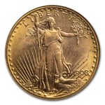 1908 $20 St Gaudens Gold No Motto MS-66 NGC (Wells Fargo)
