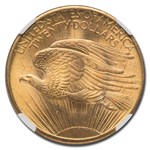 1908 $20 St Gaudens Gold No Motto MS-66+ NGC