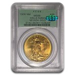 1908 $20 St Gaudens Gold No Motto MS-66 PCGS (CAC Wells Fargo)