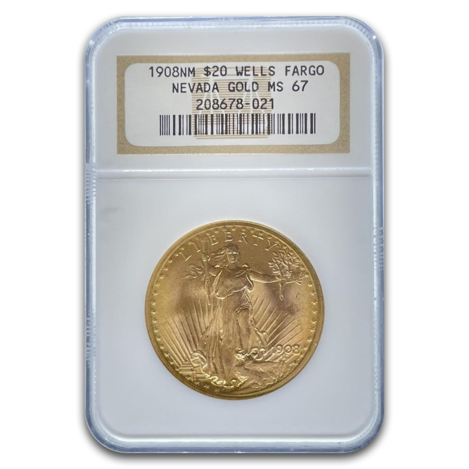 Buy 1908 $20 St Gaudens Gold No Motto MS-67 NGC (Wells Fargo) | APMEX