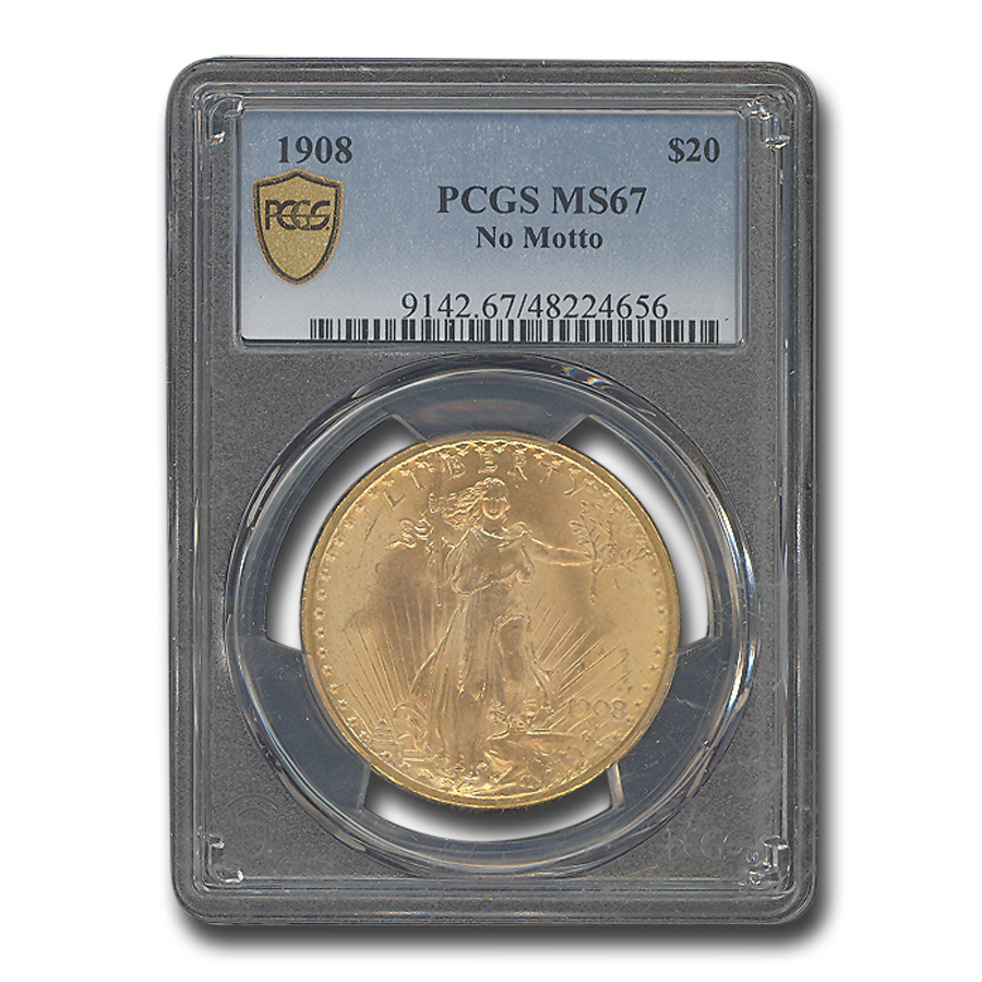 Buy 1908 $20 St Gaudens Gold No Motto MS-67 PCGS | APMEX Buy 1908 $20 St Gaudens Gold No Motto MS-67 PCGS | APMEX