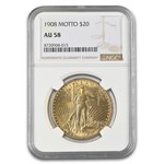 1908 $20 St Gaudens Gold w/Motto AU-58 NGC