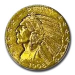 1908 $5 Indian Gold Half Eagle MS-63 PCGS (CAC)