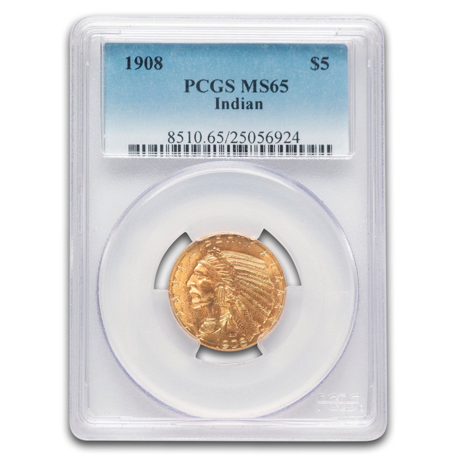 1908 $5 Indian Gold Half Eagle MS-65 PCGS