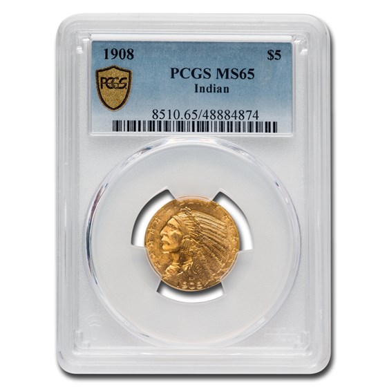 1908 $5 Indian Gold Half Eagle MS-65 PCGS