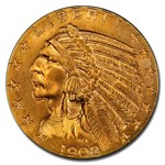 1908 $5 Indian Gold Half Eagle MS-66 PCGS