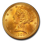 1908 $5 Liberty Gold Half Eagle MS-67+ PCGS CAC