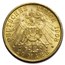 1908-A Germany Gold 20 Marks Prussia Wilhelm II BU