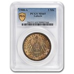 1908-A Germany Silver 3 Mark MS-65 PCGS