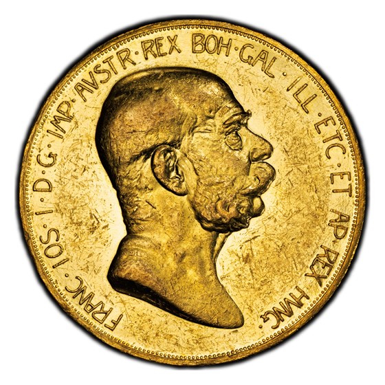 1908 Austria Gold 100 Corona Franz Joseph I AU-55 PCGS