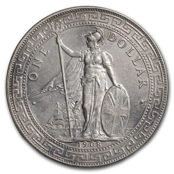 1908-B Great Britain Silver Trade Dollar AU 1908-B Great Britain Silver Trade Dollar AU