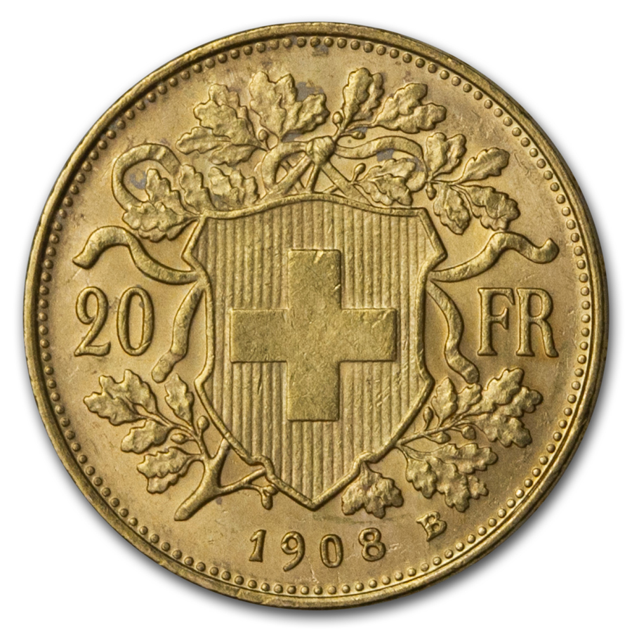 Buy 1908-B Swiss Gold 20 Francs Helvetia BU | APMEX