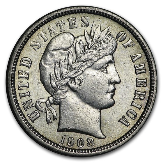 1908 Barber Dime AU 1908 Barber Dime AU