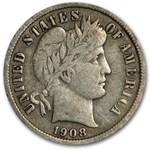 1908 Barber Dime Fine