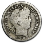 1908 Barber Dime Good/VG