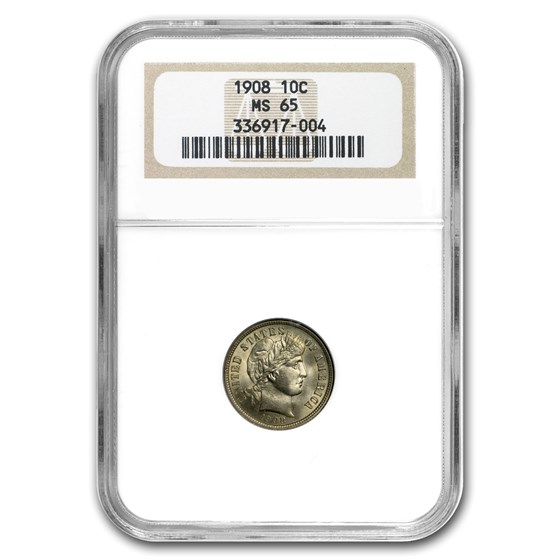 1908 Barber Dime MS-65 NGC 1908 Barber Dime MS-65 NGC