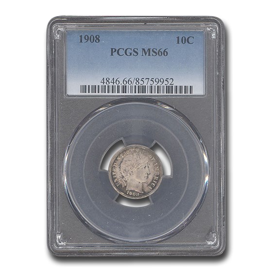 1908 Barber Dime MS-66 PCGS 1908 Barber Dime MS-66 PCGS
